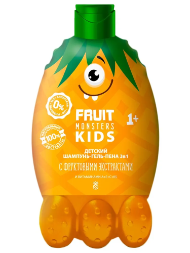 ФРУТОМОНСТРЫ шампунь-гель-пена 3в1 детский ананас  400мл